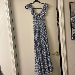 Doen blue plaid ruffle dress XS